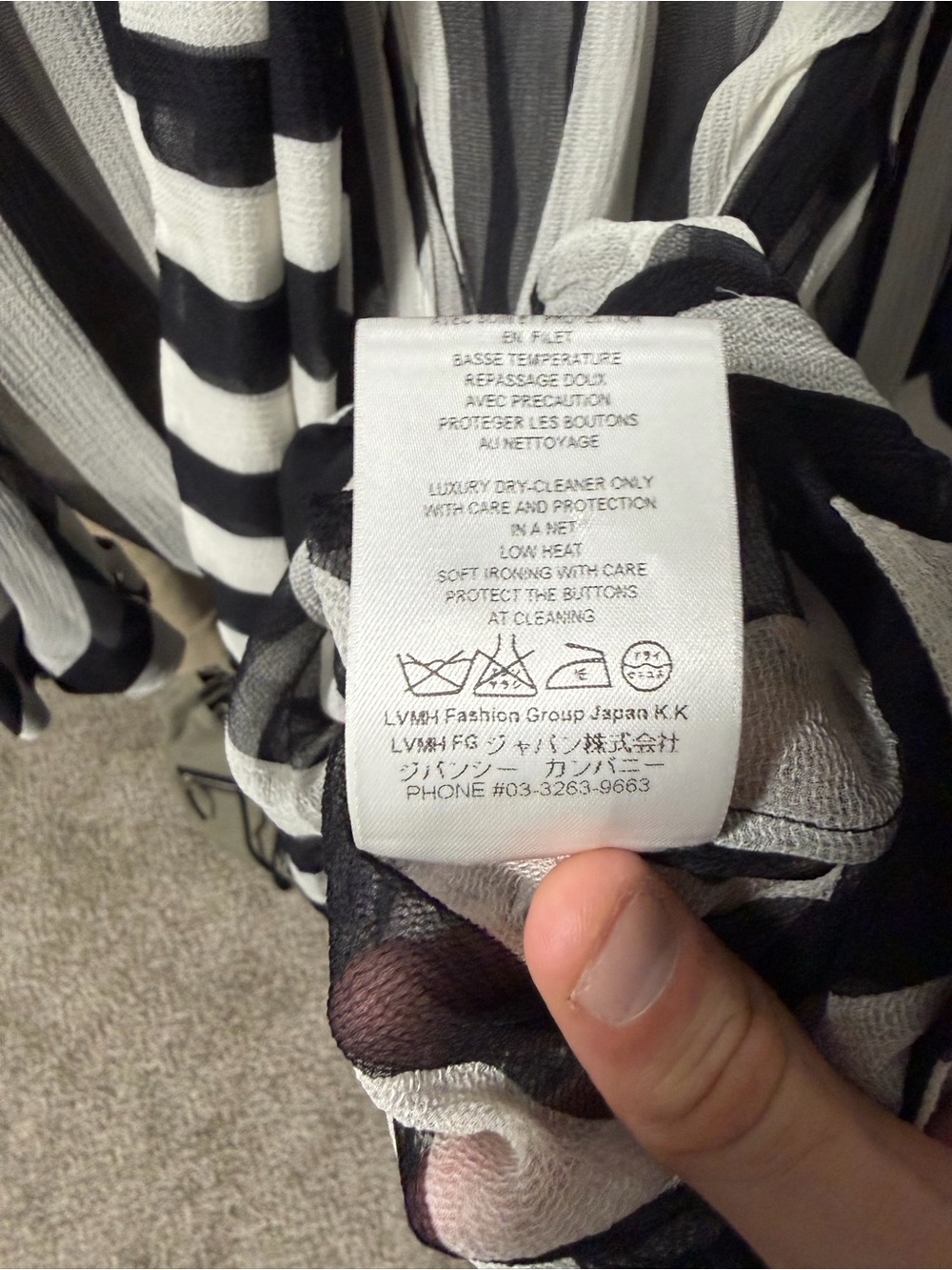 Givenchy Striped Tie-Neck Chiffon Blouse - Black & White - Picture 8 of 8